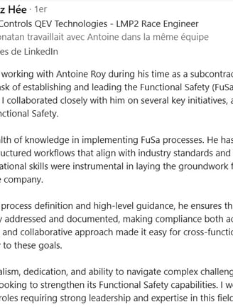 Feedback from my Hiring Manager at QEV Technologies