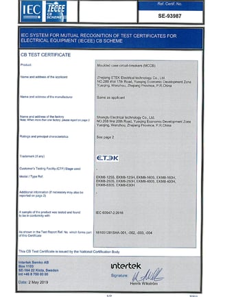 ETEK certificate Intertek