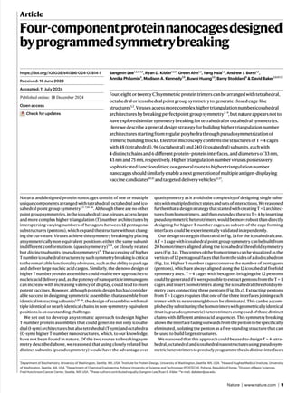 Four-component protein nanocages designed by programmed symmetry breaking