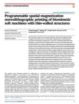 Programmable spatial magnetization stereolithographic printing of biomimetic soft machines with thin