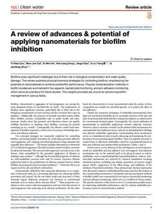 A review of advances & potential of applying nanomaterials for biofilm inhibition 