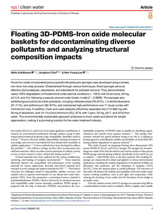Floating 3D-PDMS-Iron oxide molecular baskets for decontaminating diverse pollutants and analyzing s