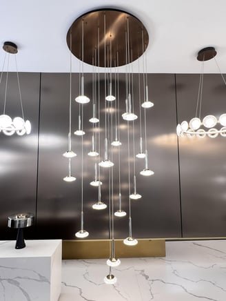 a larger modern chandelier in house