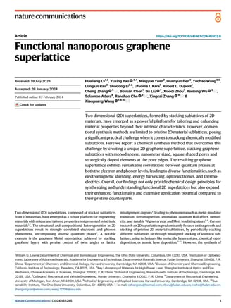 Research article about functional nanoporuous graphene superlattice