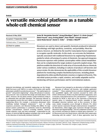 Research article about a versatile microbial platform as a tunable whole-cell chemical sensor