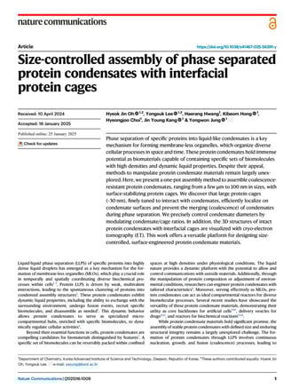 Size-controlled assembly of phase separated protein condensates with interfacial protein cages