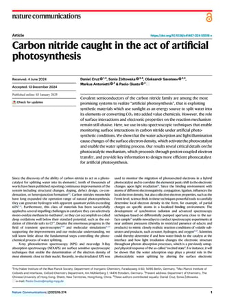 Carbon nitride caught in the act of artificial photosynthesis
