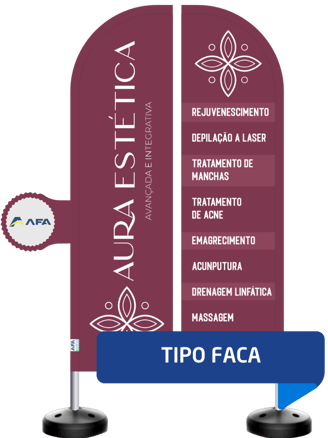 windbanner personalizado na cor bordô para clinica de estética