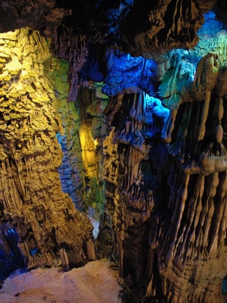 The colourful Reed Flute Caves, Guilin, China