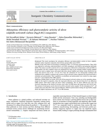 Adsorption efficiency and photocatalytic activity of silver sulphide-activated carbon (Ag2S-AC) comp