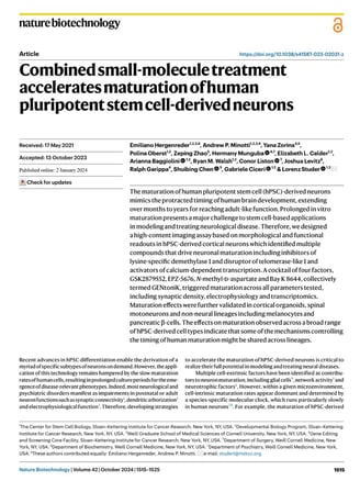 Combined small-molecule treatment accelerates maturation of human pluripotent stem cell-derived neur