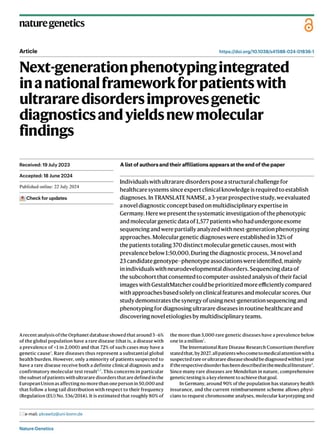 Next-generation phenotyping integrated in a national framework for patients with ultrarare disorders