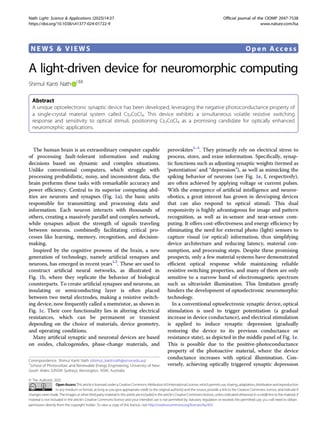 A light-driven device for neuromorphic computing