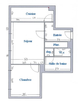 Plan 2D de l'existant d'un projet d'architecture d'intérieur
