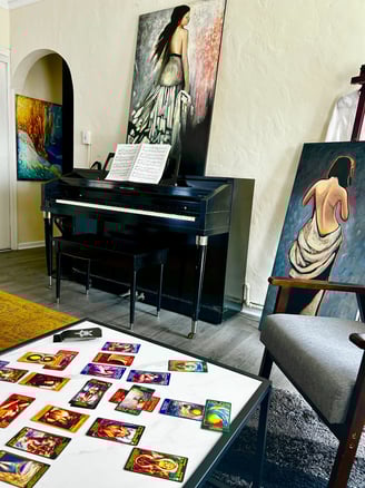 Psychic readings room tarot card reading table I Am One Tarot studio
