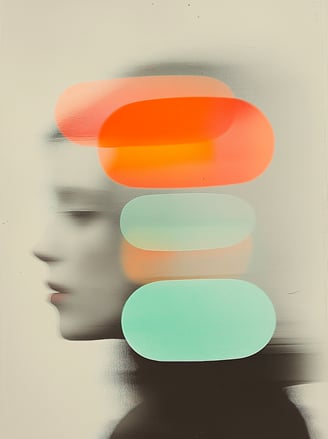 a woman with a hat and a hat on, motion blur, wallart, modern art, ai art