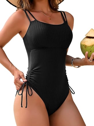 Charmo Ribbed One-Piece Swimsuit – High Cut