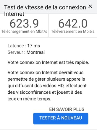 Vitesse internet avant modification