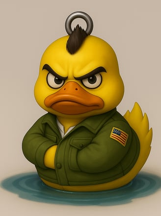 Taxi driver duck, a ducky with a hat on a white background