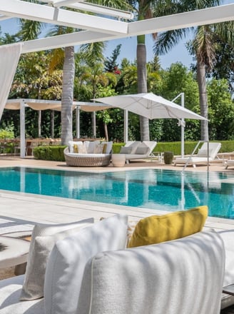 Pool and lounge area at Villa Serenity in Marbella