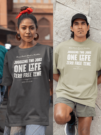 three facts about a hustler, juggling two jobs, one life, zero free time, vivid calm designs