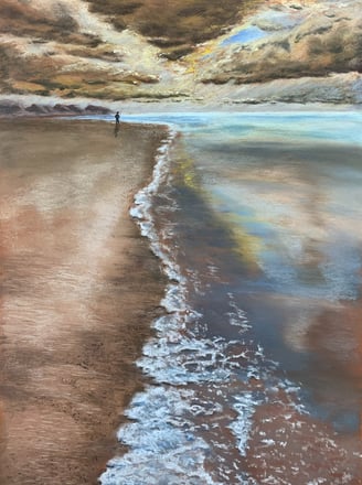 Scintillement multicolor : reflet étincelant de couleurs sur la mer, pastel