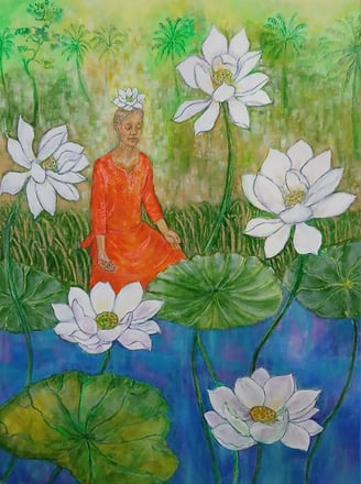 The Sahasrara Chakra is blooming as the meditator achieves union with God