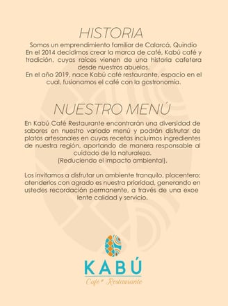 Historia Menú Kabú Café Restaurante