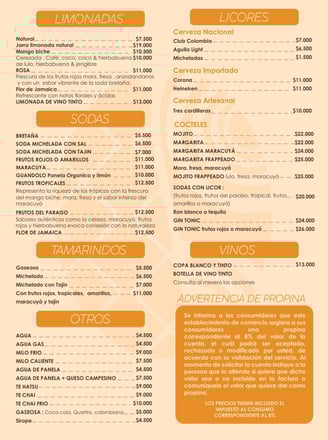 Limonadas y soda Menú Kabú Café Restaurante