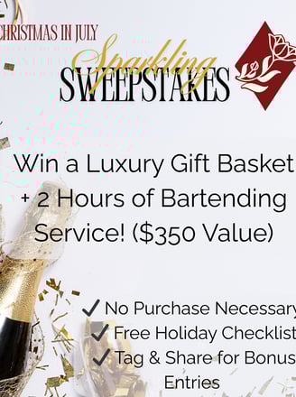 christmas in july sweepstakes flyer allegro events gold champagne giveaway