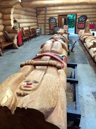 Totems built in Potlatch Park in Ketchikan, Alaska