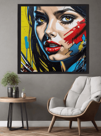 Obra de arte feita sob medida, harmonizando com a decoração minimalista.