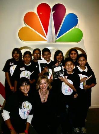 Angie Crouch leads LACER After School program on NBCLA studio tour