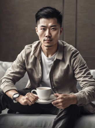 woman holding cup of coffee sitting on sofa