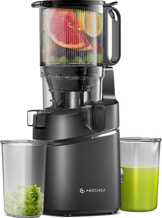 AMZCHEF Extracteur de jus lent automatique Vos mains libres, Ouverture de 135 mm et capacité de 1,8 