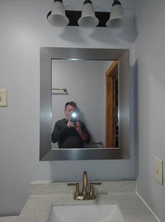 Picture of bathroom remodeling in Goshen, IN by owner Randy Gill (self-portrait).