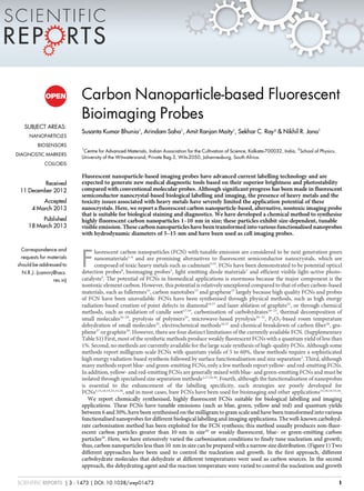 Carbon Nanoparticle-based Fluorescent Bioimaging Probes