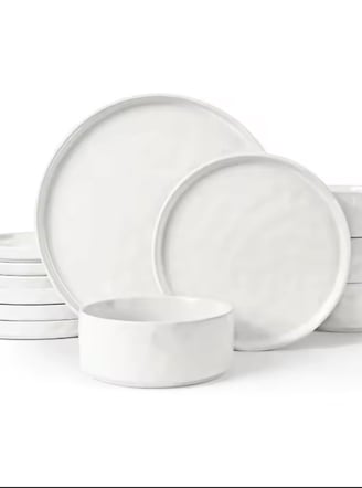 stoneware dinnerware set, speckled dinnerware set, ceramic dinnerware set