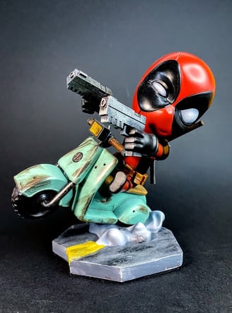 figurine en resine deadpool peinte à la main