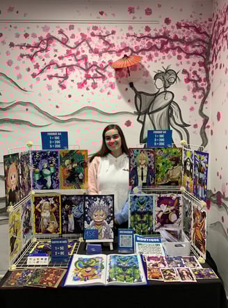 Marché de noel des créateurs Manga T à Metz stand petite plume, illustrations manga 