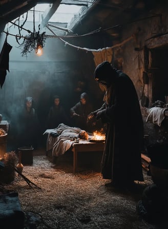 A_Plague_Doctor_at_Work_Inside_a_small_dimly_lit_home