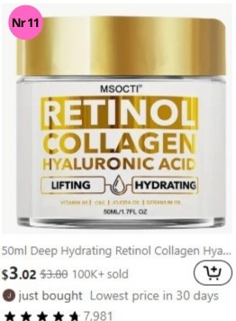 E-commerce company "Temu" most sold "Facial care" products  nr 11 (week 48)