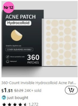 E-commerce company "Temu" most sold "Facial care" products  nr 12 (week 48)