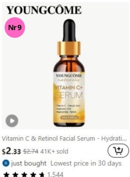 E-commerce company "Temu" most sold "Facial care" products  nr 9 (week 48)