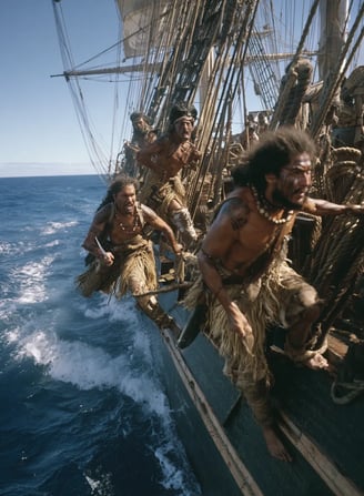 Te Kooti and his men surge aboard the schooner