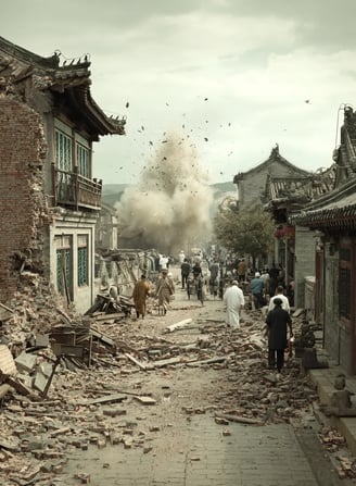 Beijing’s inner city: ground rumbles beneath worn brick narrow lanes as Ming-era courtyard houses