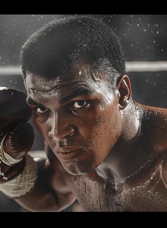 Cassius Clay mid-fight
