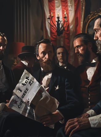  Southern aristocrats reading a newspaper announcing Lincoln’s victory
