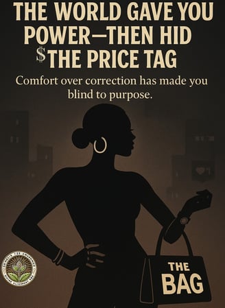 Silhouette of a confident modern woman wearing hoop earrings and accessories, standing with one hand on her hip and holding a