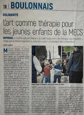 Article de La Semaine dans le Boulonnais parlant des séances d'art-thérapie de Magali Strassel